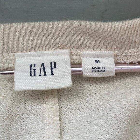 Gap VNeck Soft Oversized Long Sleeve Cream Drop Shoulder Size Medium Top Blouse - Picture 4 of 6